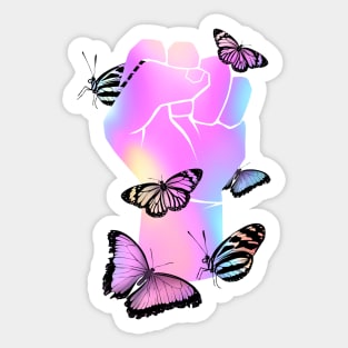 holographic black power fist with butterflies | black lives matter | power to the people | enough is enough Sticker